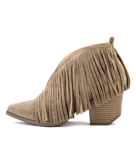Taupe Fringe Ankle Booties - Sz 5.5